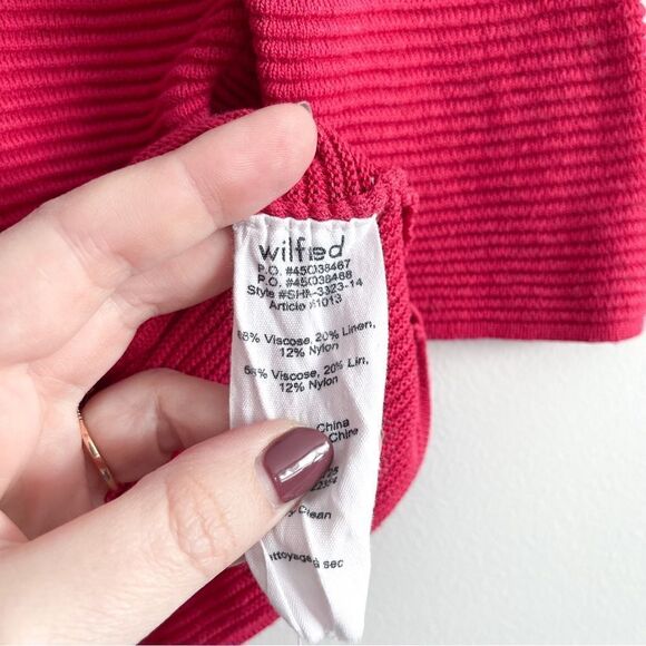 Wilfred Sweater Linen Blend Red Women's XS 3/4 Sleeves Horizontal Ribbing - Picture 5 of 10